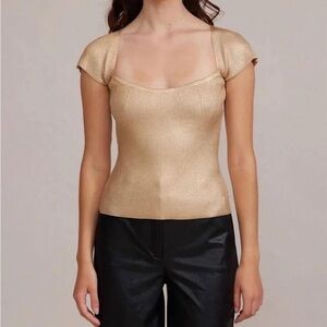 Lucy Paris Gold Cap Sleeve Blouse